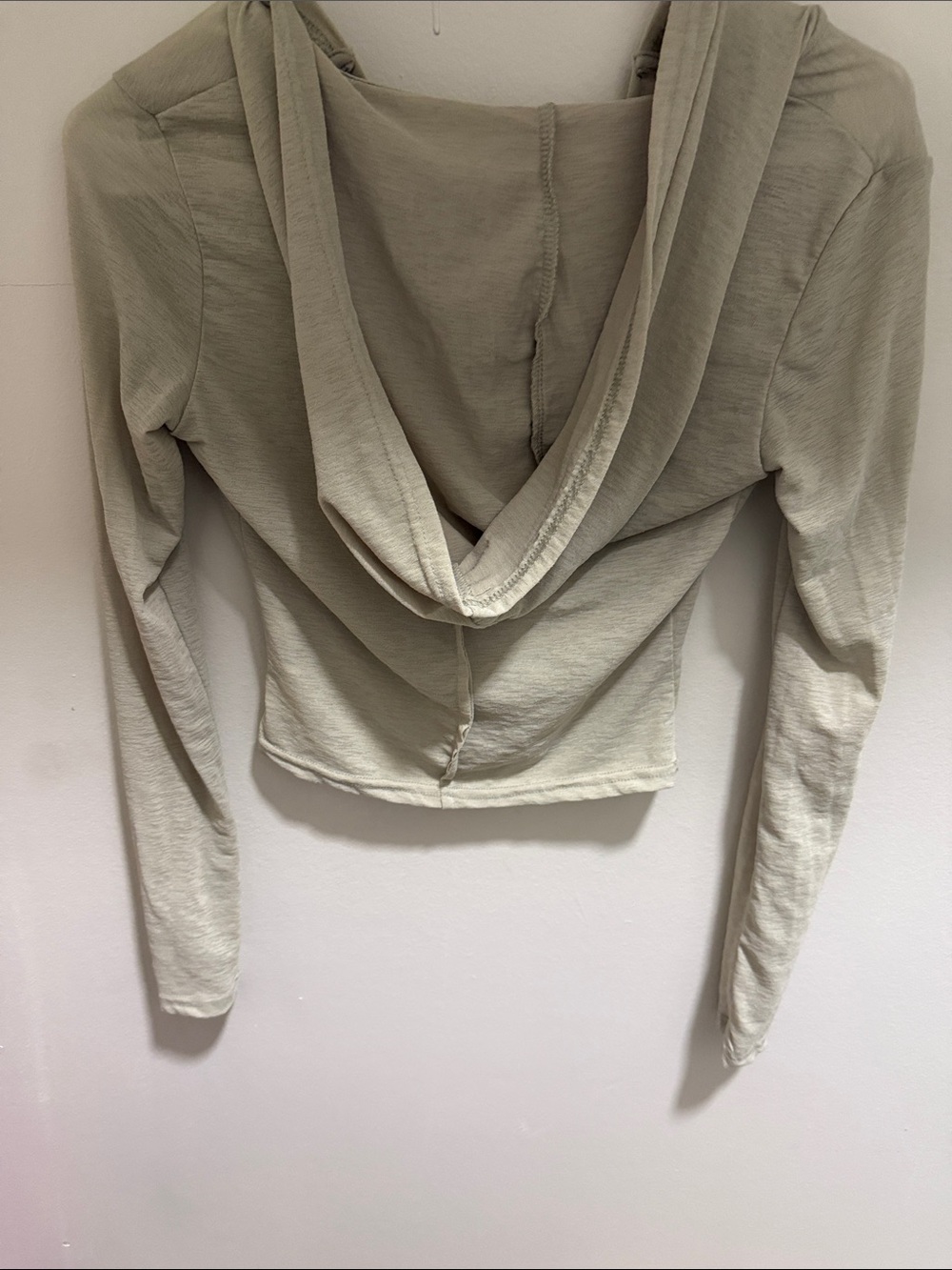Light Olive Hooded V-Neck Long Sleeve Top - Picture 2 of 2